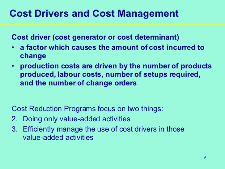 Cost Drivers Examples In Service Industry
